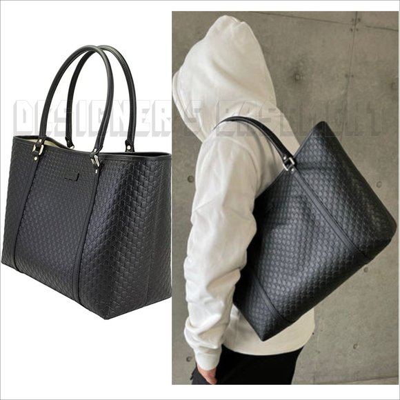 GUCCI black MICRO GUCCISSIMA leather magnetic snap top TOTE 449647 shoulder bag - Picture 6 of 8